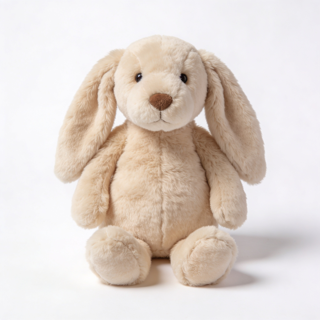 Edgar Garre Jouet interactif en peluche pour chien avec papier bruissant et couineur pour chiots ou chiens de petite et moyenne race – Lapin mignon (Beige), Taille S