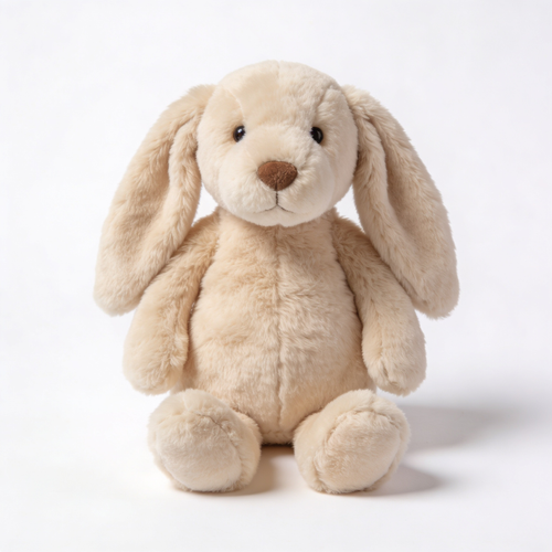 Edgar Garre Jouet interactif en peluche pour chien avec papier bruissant et couineur pour chiots ou chiens de petite et moyenne race – Lapin mignon (Beige), Taille S